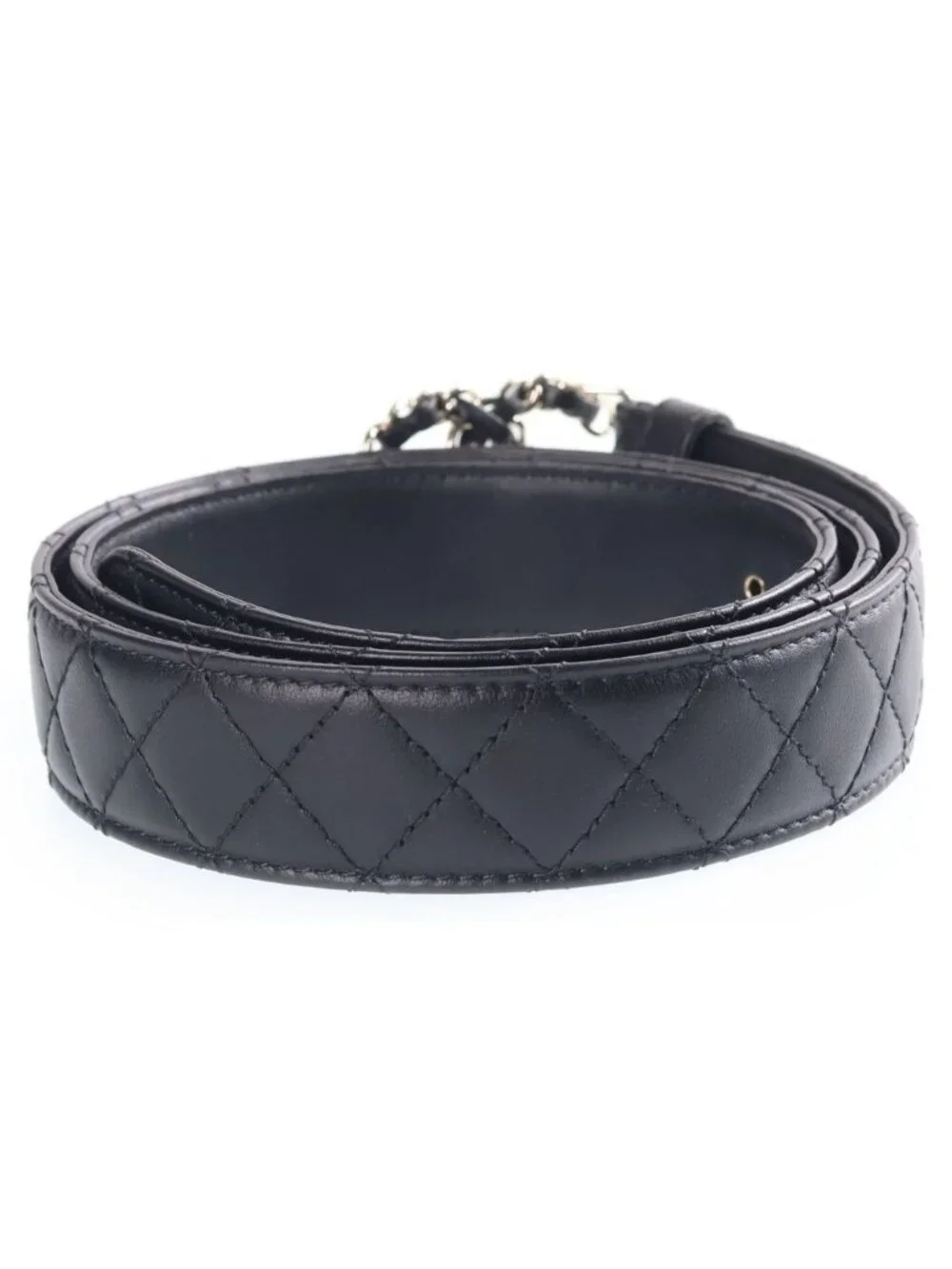 Chanel CC Logo Leather Belt Black